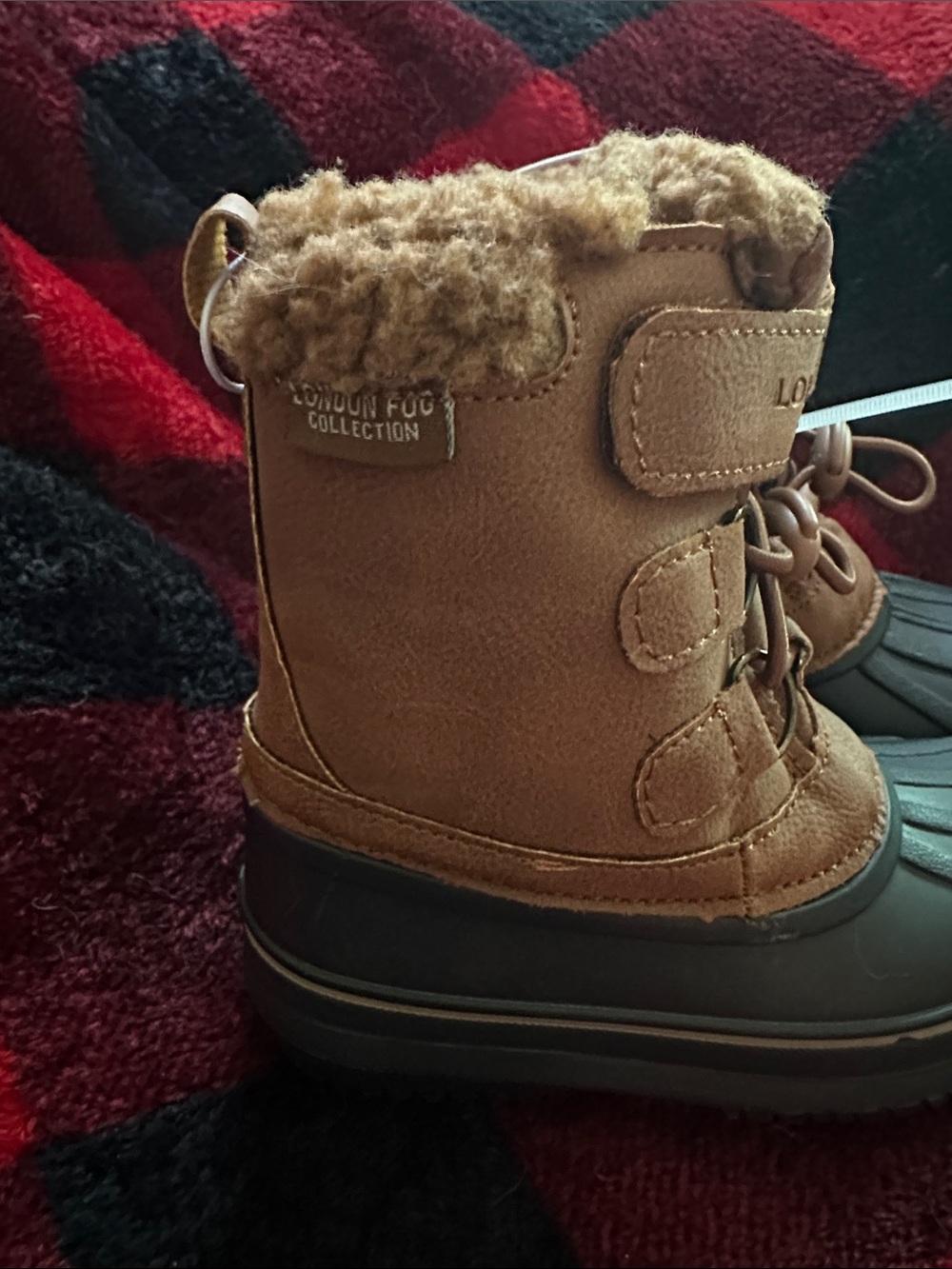 London Fog Kids Tan & Dark Brown Faux Fur Winter Boots